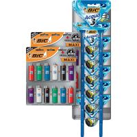 Isqueiro Bic Maxi 24un + Aparelho de Barbear Bic Acqua 3 Azul 12un